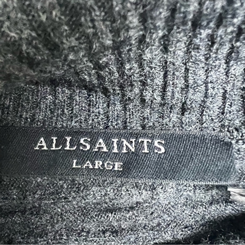 AllSaints Black Cropped Cable Knit Turtleneck Sweater - Picture 3 of 4